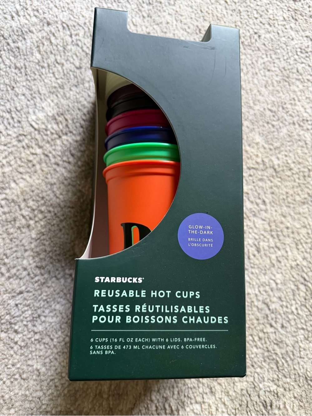 Starbucks Reusable Hot Cups Set - Orange, Green, Blue, Purple, Pink, Brown